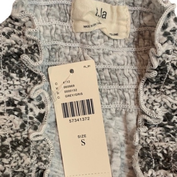 🌸2/$25 NWT Anthropologie Black White T.La Jia Smocked Tube Top Reptile Print - Picture 5 of 7